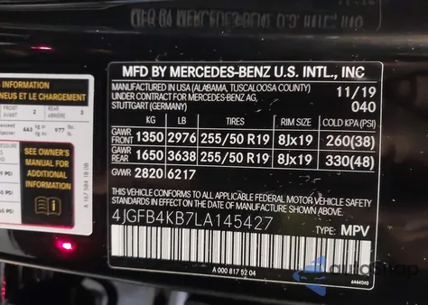 2020 Mercedes-Benz Gle 350 4Matic z USA, uszkodzony, nr VIN 4JGFB4KB7LA145427